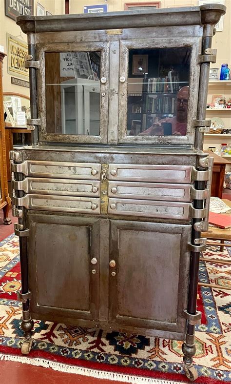 Early 1900's Antique Lee Smith & Sons Steel Dental Cabinet 